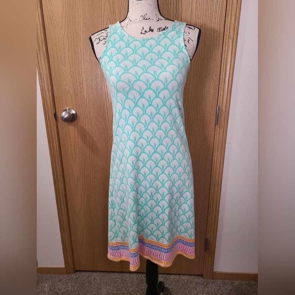 Hatley Blue Bella Pastel Printed Striped Preppy Stretch Tank Dress
